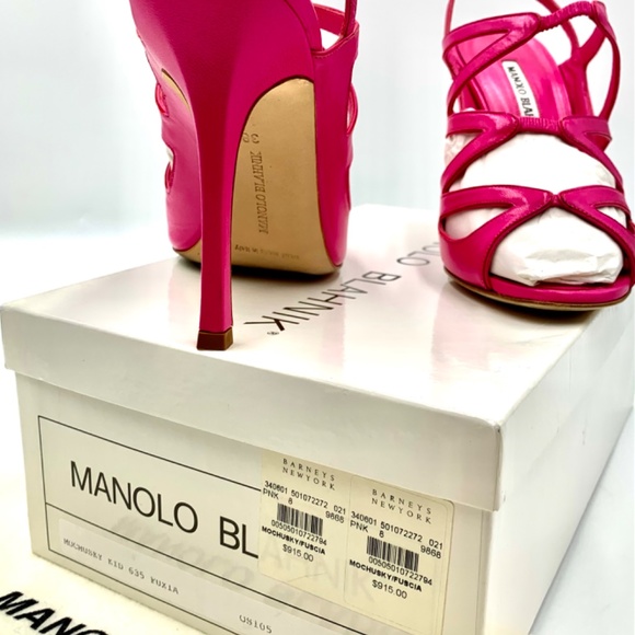 MANOLO BLAHNIK Mochusky Kid Fuschia heels SZ 38 - Picture 6 of 13